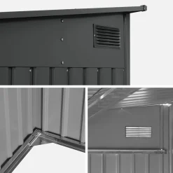 Abrigo de jardim em metal acoplável com kit de ancoragem, 5.5m²