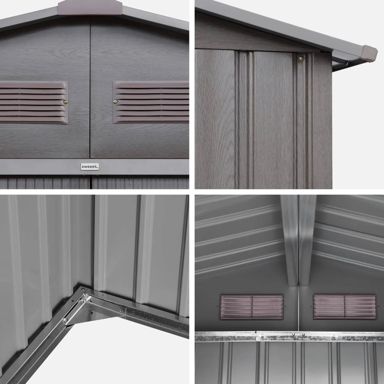 Abrigo de jardim em metal com kit de ancoragem 5,29m²