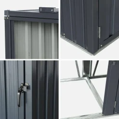 Abrigo para caixote do lixo em aço galvanizado cinzento
