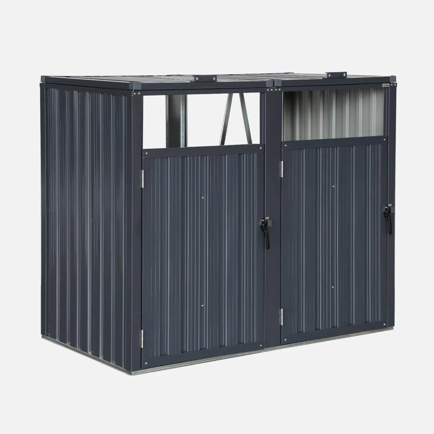 Abrigo para caixote do lixo em aço galvanizado cinzento