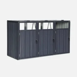 Abrigo para caixote do lixo em aço galvanizado cinzento