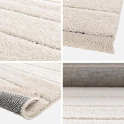 Alcatifa de interior, padrão de linhas paralelas, creme