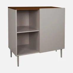 Aparador , armário de armazenamento em metal e decoração em madeira 1 porta, 80cm