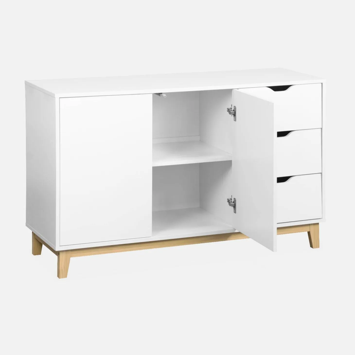 Aparador com efeito de madeira de 2 portas, 120cm