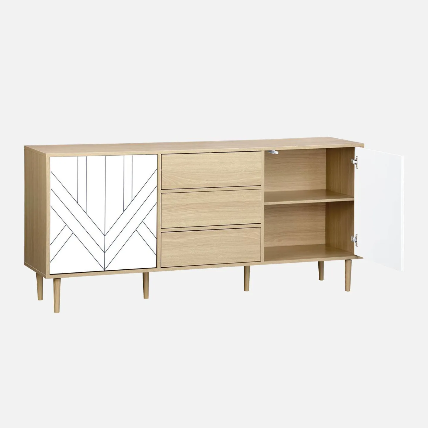 Aparador com efeito de madeira de 2 portas, 160cm