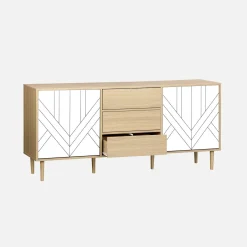 Aparador com efeito de madeira de 2 portas, 160cm