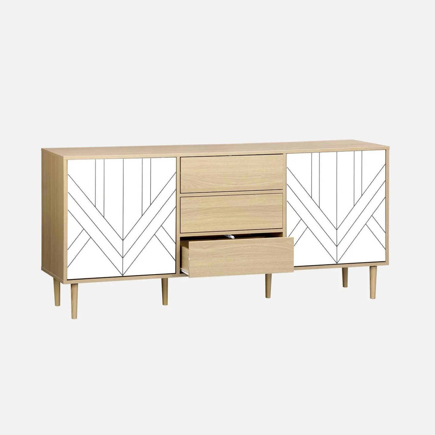 Aparador com efeito de madeira de 2 portas, 160cm