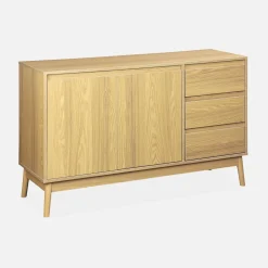 Aparador com efeito de madeira de 2 portas, 120cm