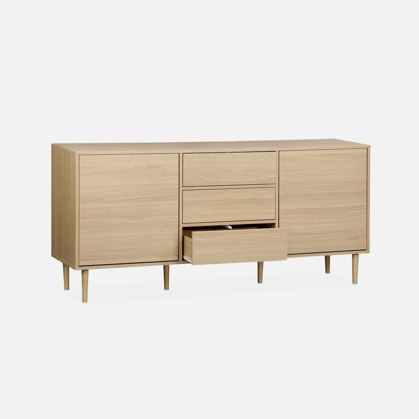 Aparador com efeito de madeira de 2 portas, 160cm