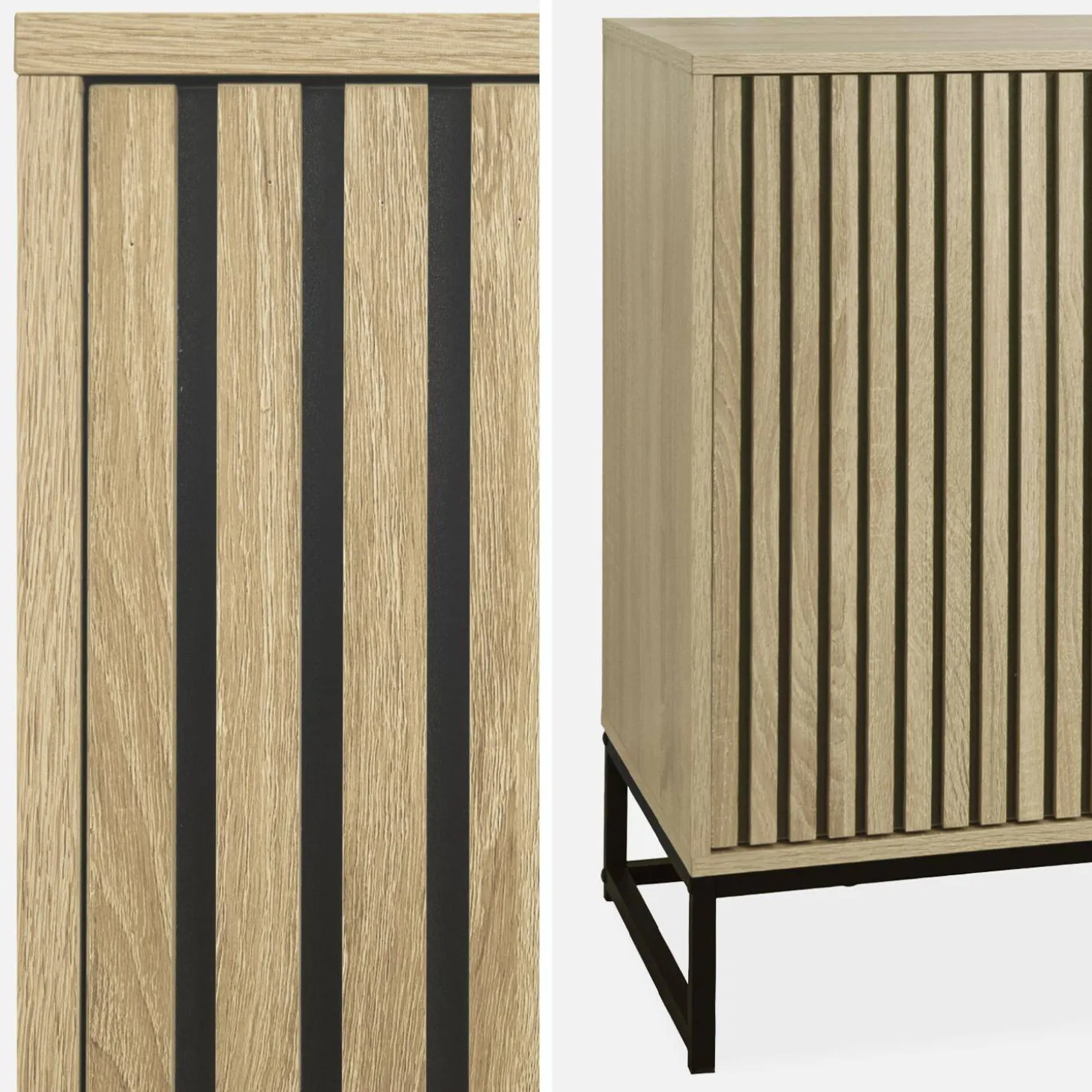Aparador contemporâneo com efeito de madeira, 140cm