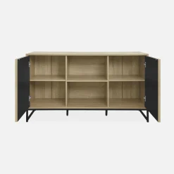 Aparador contemporâneo com efeito de madeira, 140cm