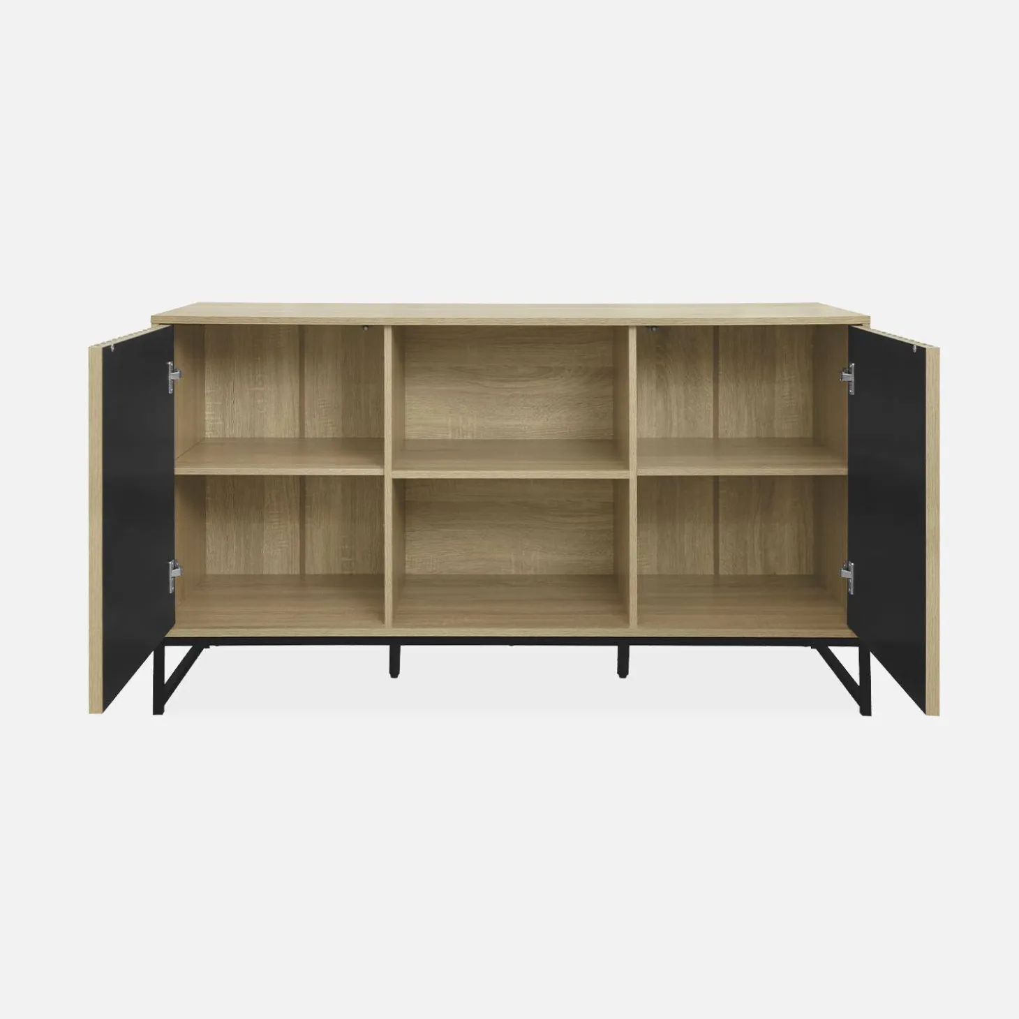 Aparador contemporâneo com efeito de madeira, 140cm
