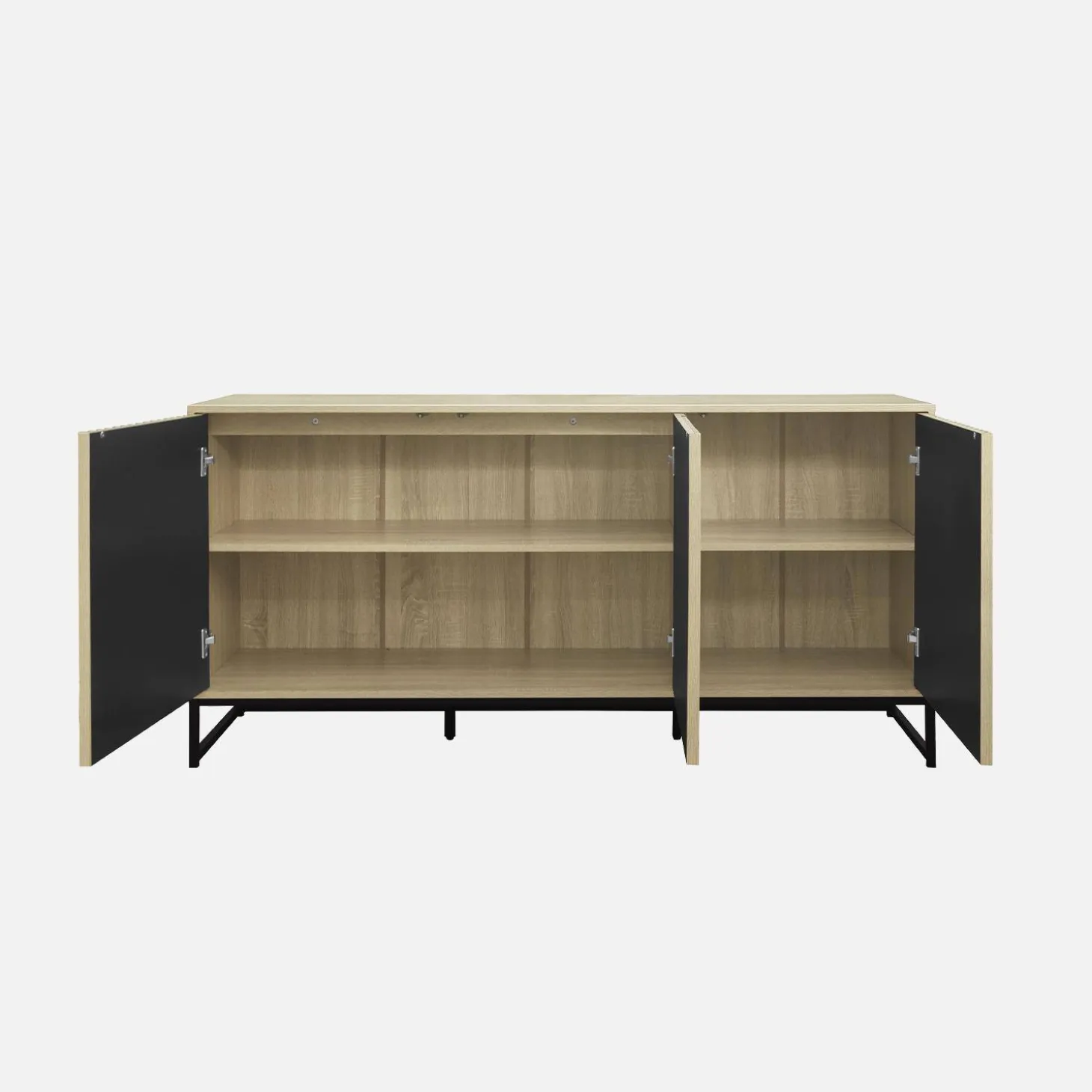 Aparador contemporâneo com efeito de madeira ranhurada, 160cm