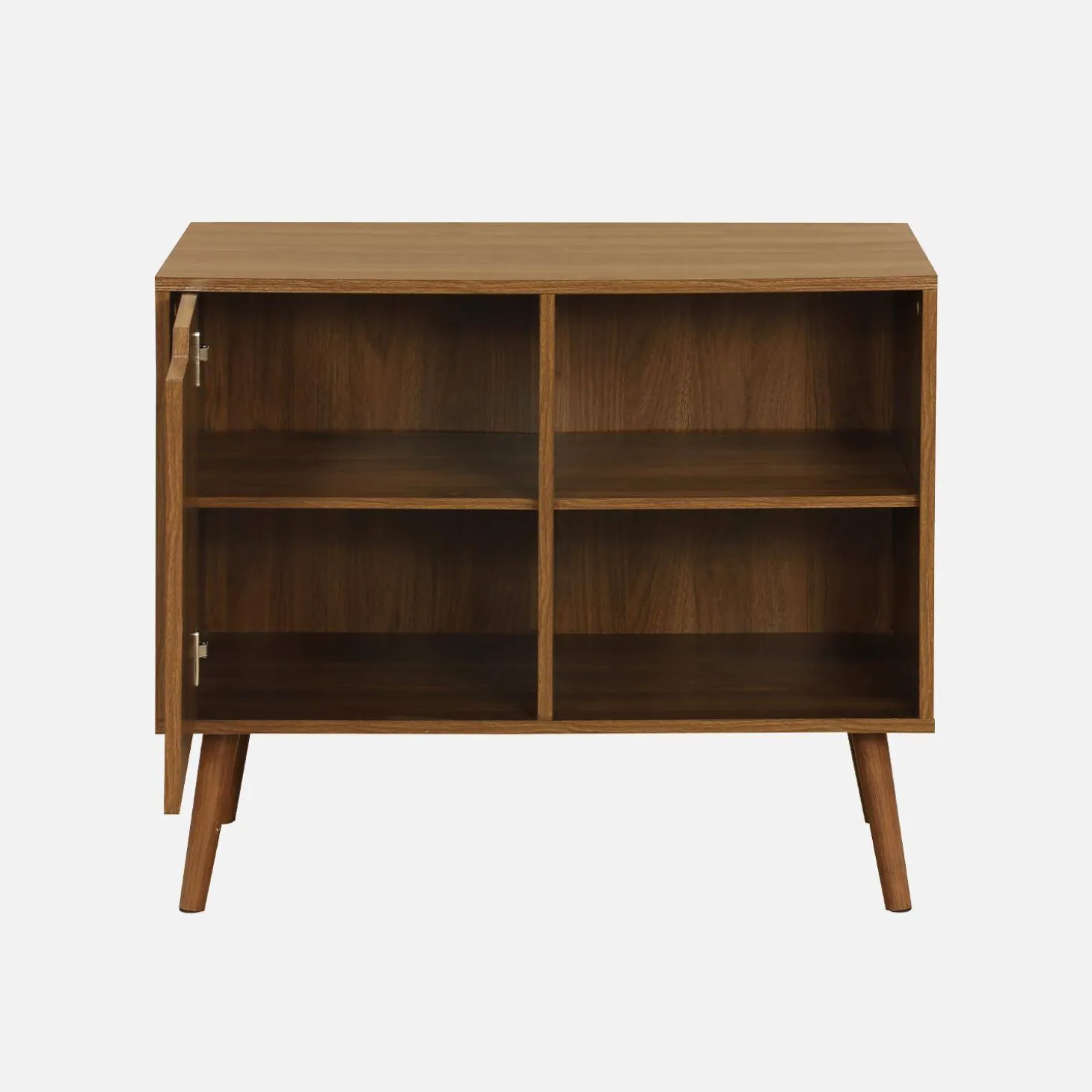 Aparador de arrumação com efeito de nogueira 1 porta, 2 prateleiras, 80cm