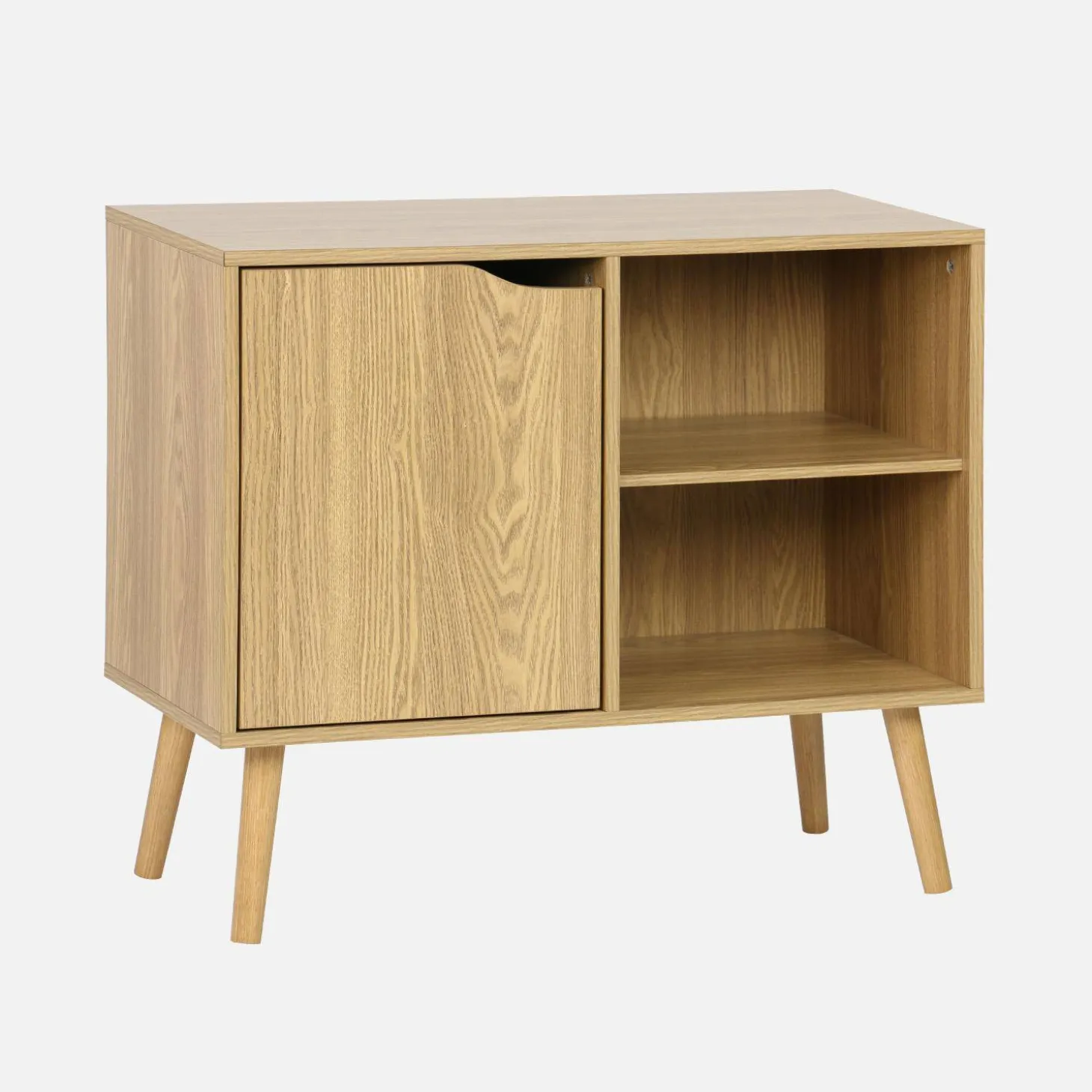 Aparador de arrumação com efeito de nogueira 1 porta, 2 prateleiras, 80cm