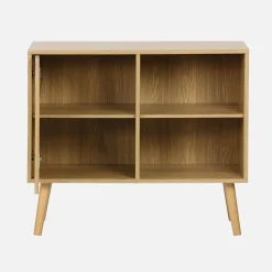 Aparador de arrumação com efeito de nogueira 1 porta, 2 prateleiras, 80cm