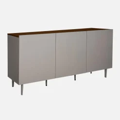 Aparador de metal e decoração de madeira 3 portas, 150cm