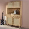 Aparador efeito madeira decorada com 4 portas, 110cm