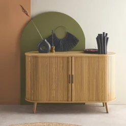 Aparador escandinavo com 2 portas de correr, 120cm