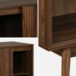 Aparador estilo escandinavo com efeito de madeira de 2 portas, 115cm