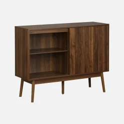 Aparador estilo escandinavo com efeito de madeira de 2 portas, 115cm