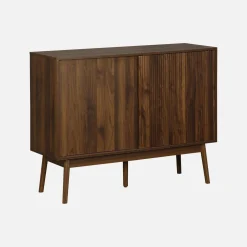 Aparador estilo escandinavo com efeito de madeira de 2 portas, 115cm