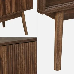 Aparador estilo escandinavo com efeito de madeira de 2 portas, 150cm