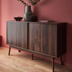 Aparador estilo escandinavo com efeito de madeira de 2 portas, 150cm