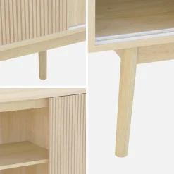 Aparador estilo escandinavo com efeito de madeira de 2 portas, 150cm