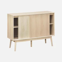 Aparador estilo escandinavo com efeito de madeira de 2 portas, 115cm