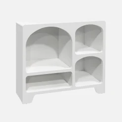 Aparador orgânico con efeito madeira branco, 4 compartimentos