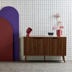 Aparador para arrumação com efeito de nogueira, 3 portas, 120cm