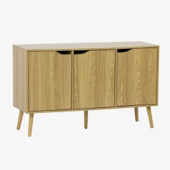 Aparador para arrumação com efeito de nogueira, 3 portas, 120cm