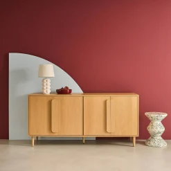 Aparador vintage efeito madeira em 4 portas, 160cm