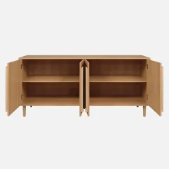Aparador vintage efeito madeira em 4 portas, 160cm