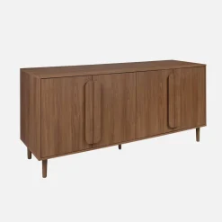 Aparador vintage efeito madeira em 4 portas, 160cm