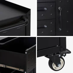 Armário baixo de armazenamento para garagem com 4 gavetas e uma porta