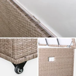 Baú de jardim com armazenamento de resina trançada, 790L, 170x82cm