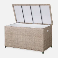 Baú de jardim com armazenamento de resina trançada, 790L, 170x82cm