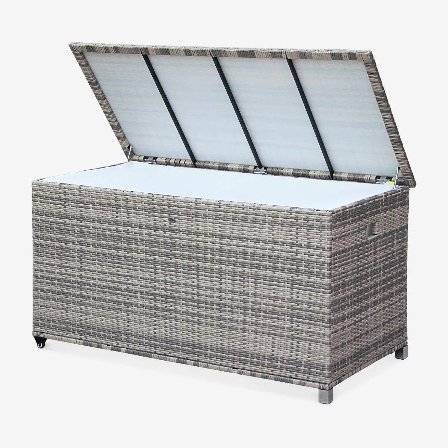 Baú de jardim com armazenamento de resina trançada, 790L, 170x82cm