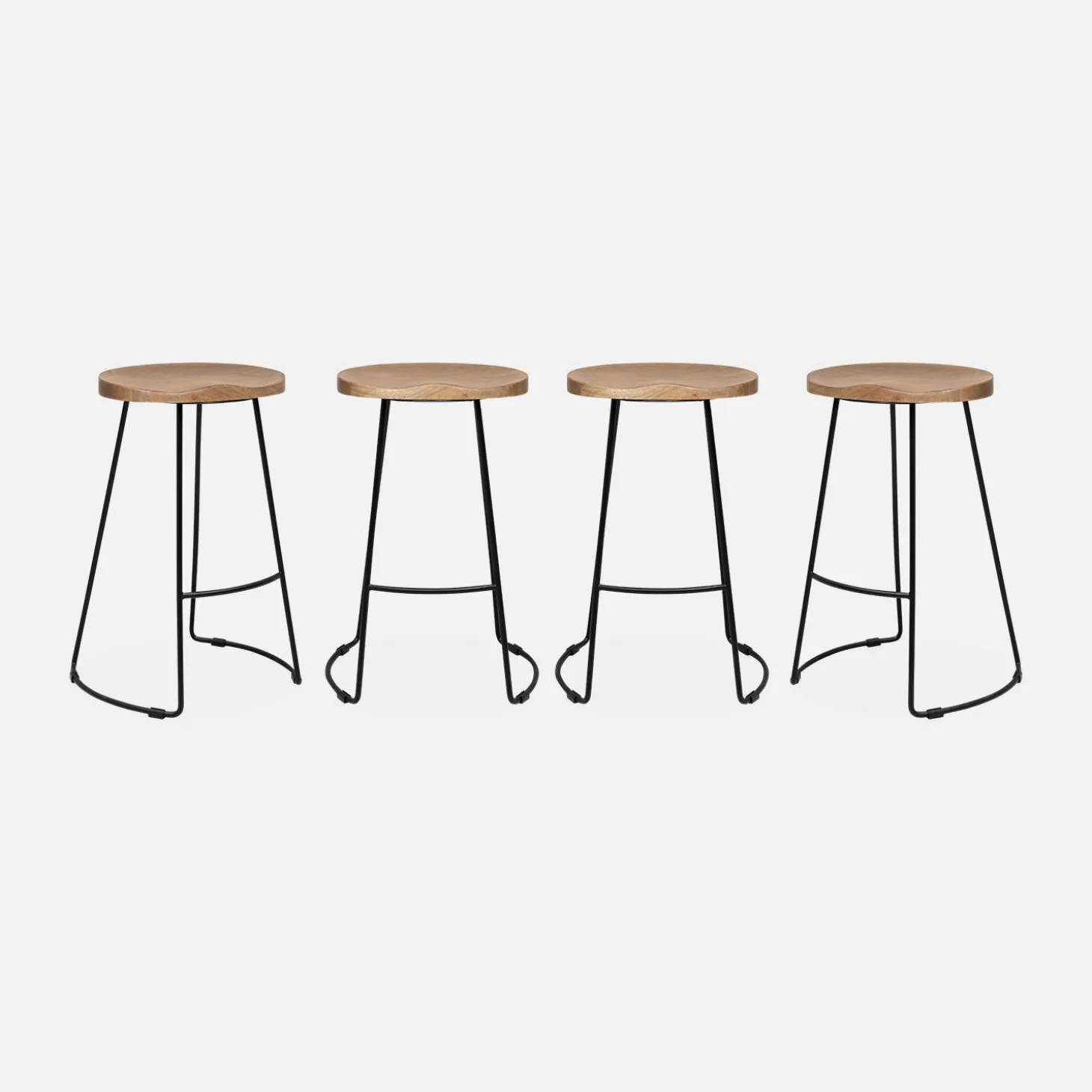 Banco alto de cozinha em madeira, 65cm, set de 4
