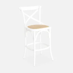 Banco alto de cozinha estilo bistrô em madeira, 65cm