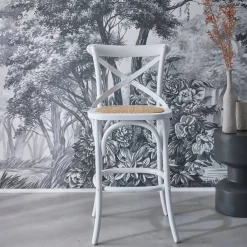 Banco alto de cozinha estilo bistrô em madeira, 65cm