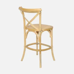 Banco alto de cozinha estilo bistrô em madeira, 65cm