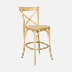 Banco alto de cozinha estilo bistrô em madeira, 65cm