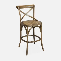 Banco alto de cozinha estilo bistrô em madeira, 65cm