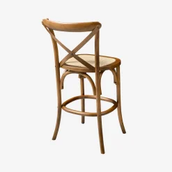 Banco alto de cozinha estilo bistrô em madeira, 65cm, set de 2