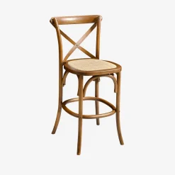 Banco alto de cozinha estilo bistrô em madeira, 65cm, set de 2