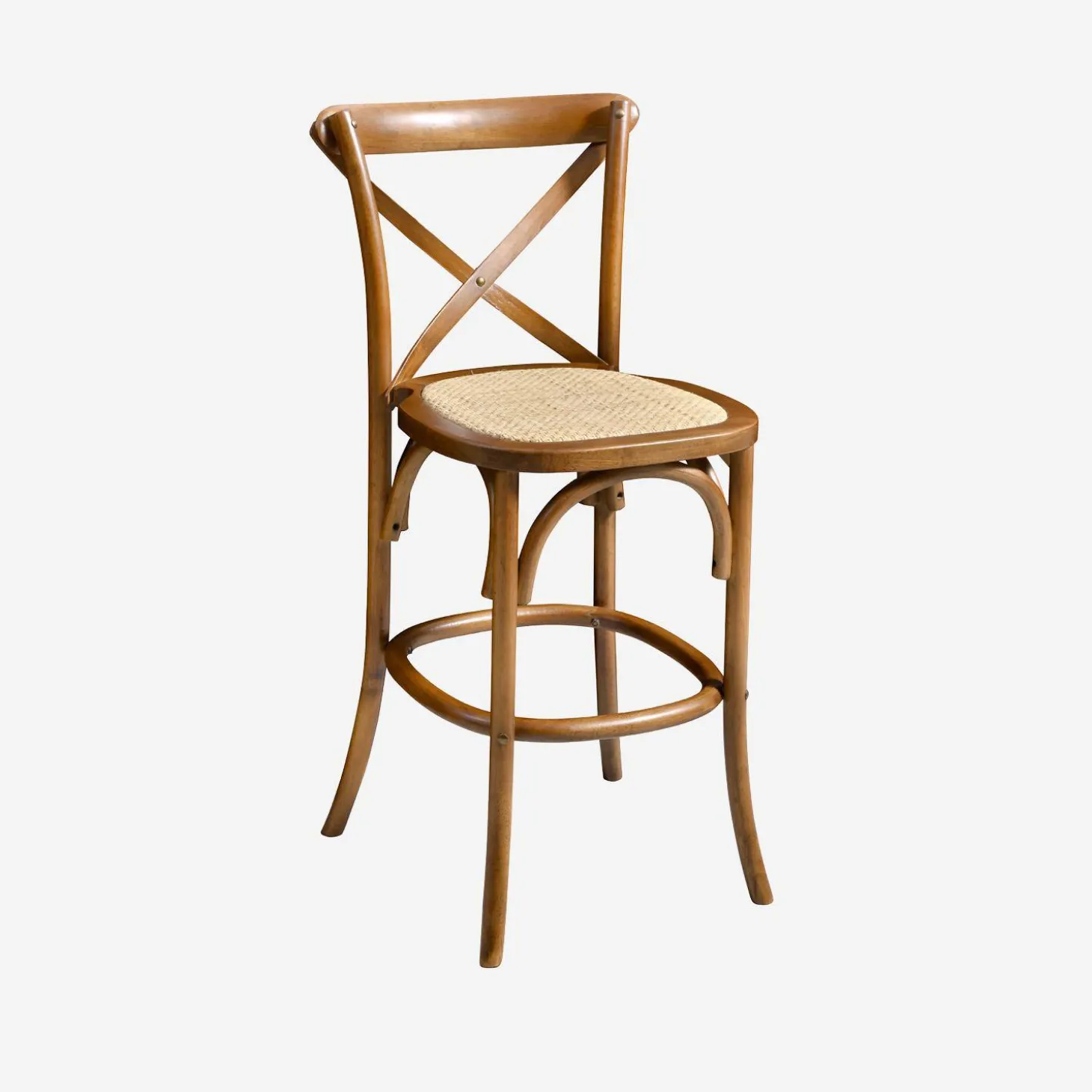 Banco alto de cozinha estilo bistrô em madeira, 65cm, set de 2