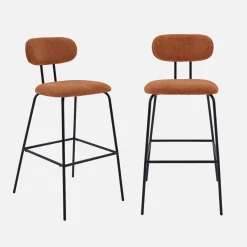 Banco alto de cozinha tecido repelente de água em com pés de metal preto, set de 2